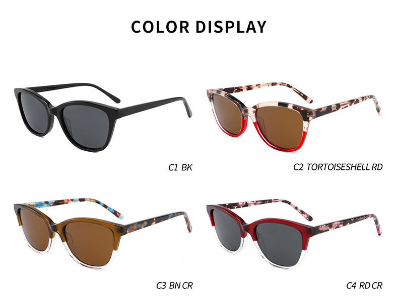 Acetate Frame UV400 Cat Eye Women Sunglasses Double Color Lightweight