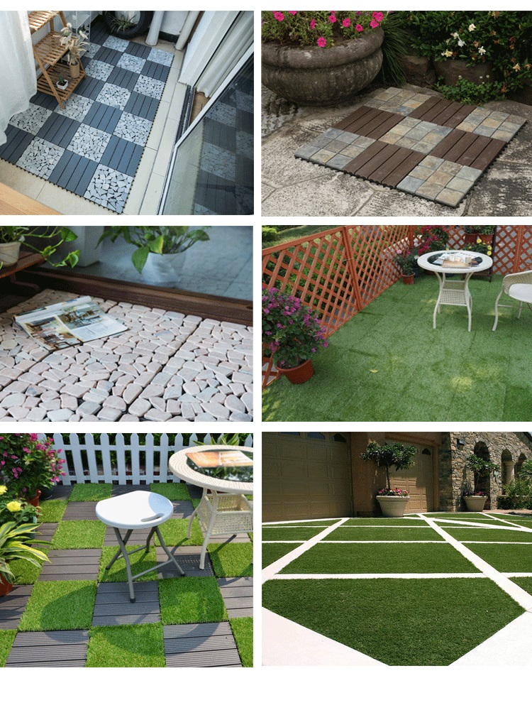 DIY Click Lock Outdoor Flooring Wood-Plastic Composite Decking Tiles for Garden Floor