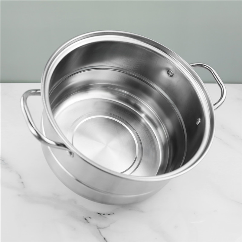 Restaurants Two Layer Stainless Steel Soup Pot Multi Layer With Glass Lid