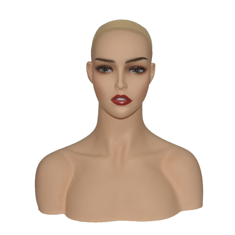 Wholesales European Realistic Wig Professional Training Half Body Makeup Face Female Mannequin Head with Shoulder