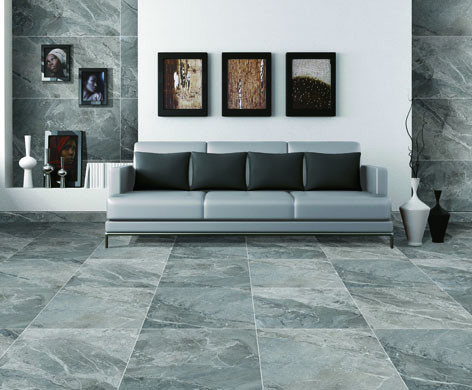 Braccia Dark Grey Color Marble Look Porcelain Tile Heat Insulation