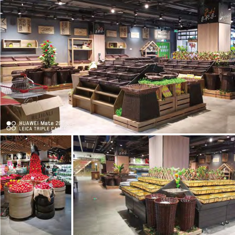 Wrought Iron Fruit And Vegetable Rack for supermarket Powder coating