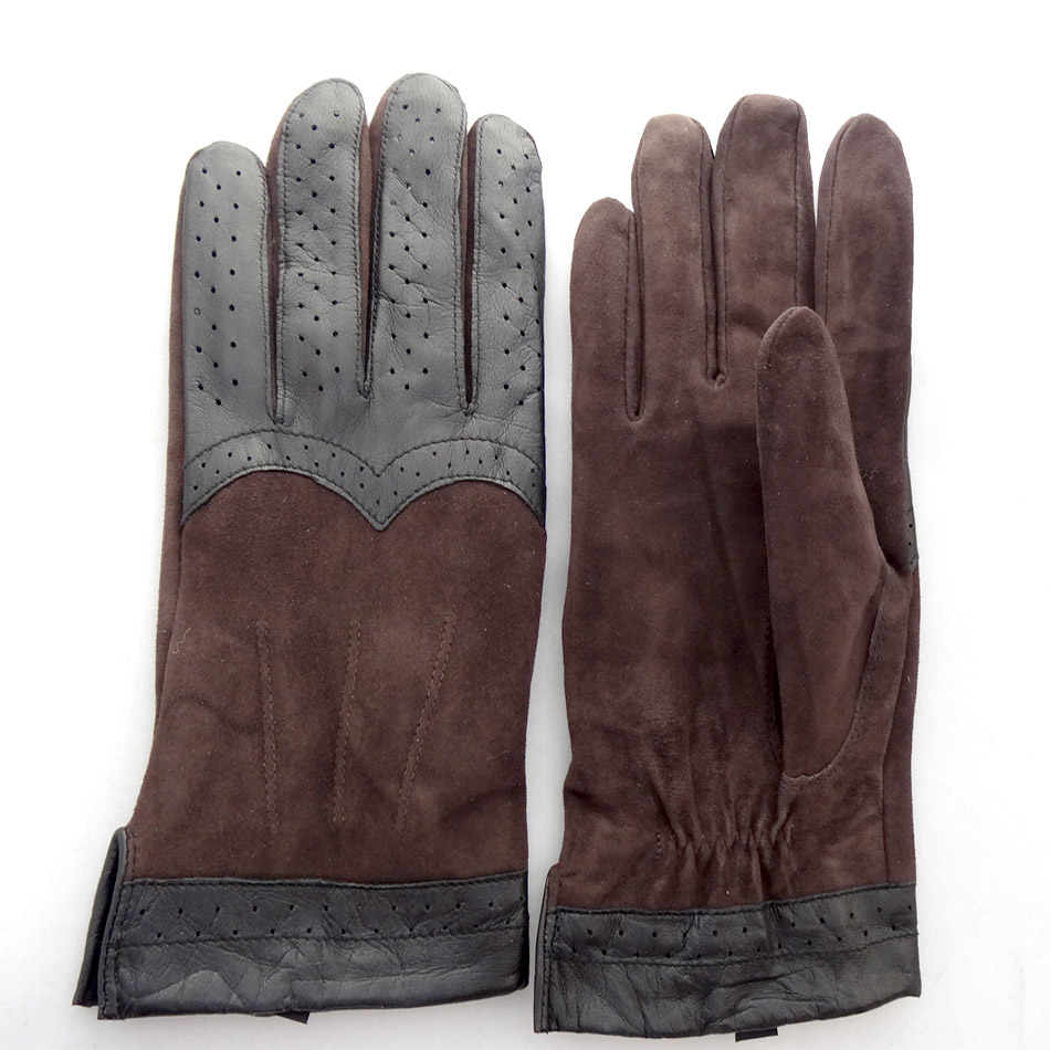 Promotion Men Plain Type Daily Life Usage Suede Machine Sewing Leather Gloves Winter