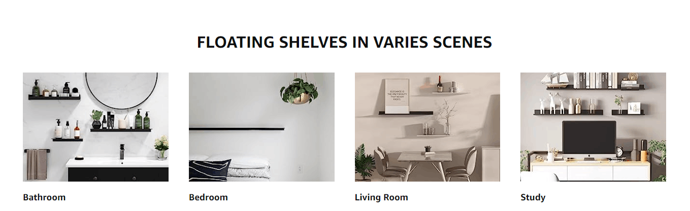 2mm Thickness Matte Black Floating Shelves for Storage and Decoration Sample Offered