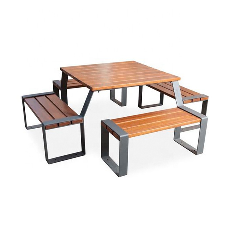 Factory Customized Picnic Table Garden Park Wooden Table Set Modern Design Outdoor Table Bench