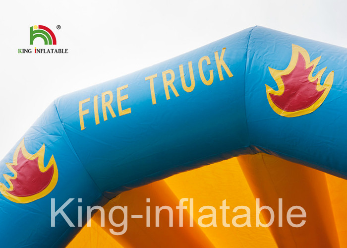 Slide Type Fire Truck Trampoline Inflatable Jumping Castle For Indoor Kids