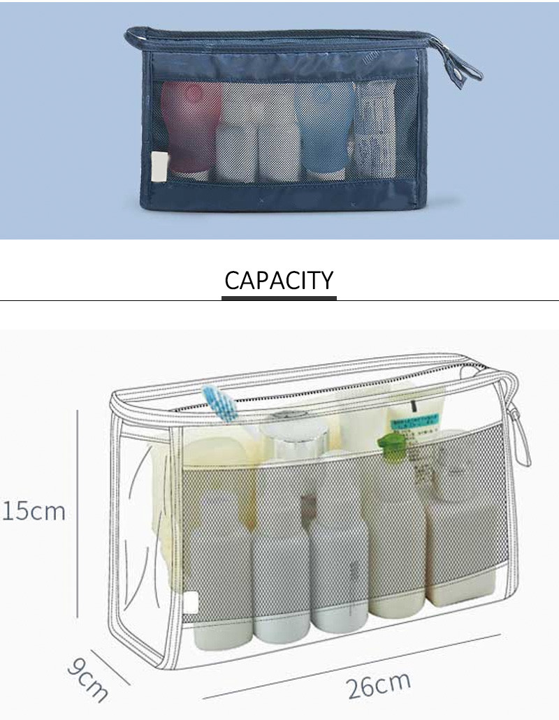 See Through Blank Waterproof Portable Mesh Cosmetic Bag