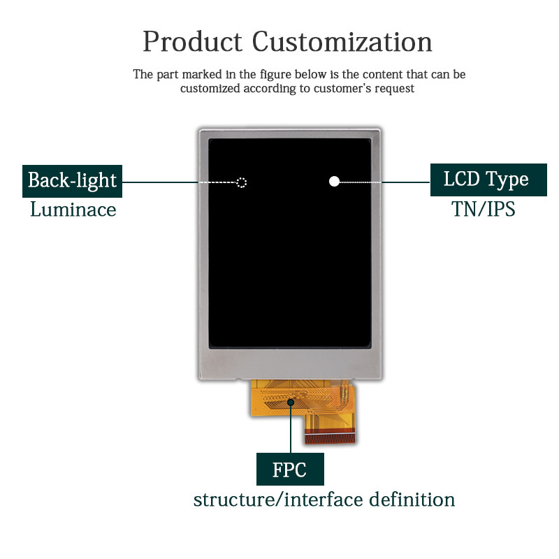 IPS Mcu 240x320 Dot TFT LCD Display 2.4" 300cd/m2 Tft Lcd Module