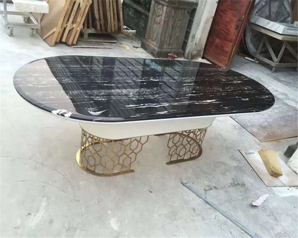 Modern Light Hotel Restaurant Furniture Simple Oval Marble Dining Table