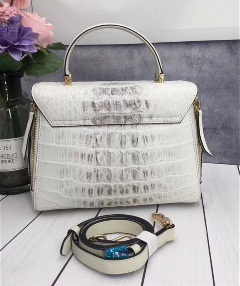 Exotic Genuine Crocodile Skin Woman Orange Purse Authentic Alligator Leather Lady Handbag Female Crossbody Shoulder Bag