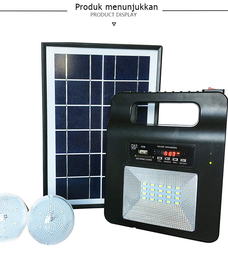 Solar Home Power System Lighting with Radio Bluetooth Outdoor Camping Power Outage Emergency Lights
