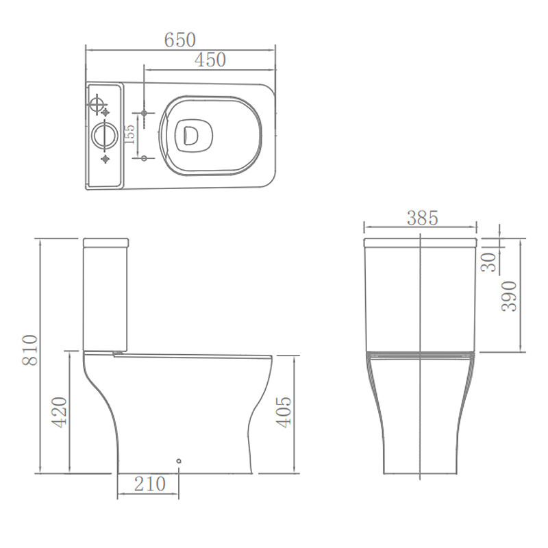 Sanitary Ware Two Piece Wc Closet 180mm P trap Soft closed