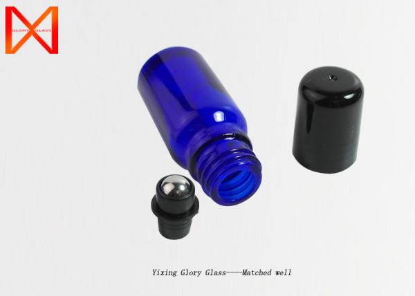 Blue Essential Oil Glass Bottle Reduce Fingerprint Residue Sealing With Steel