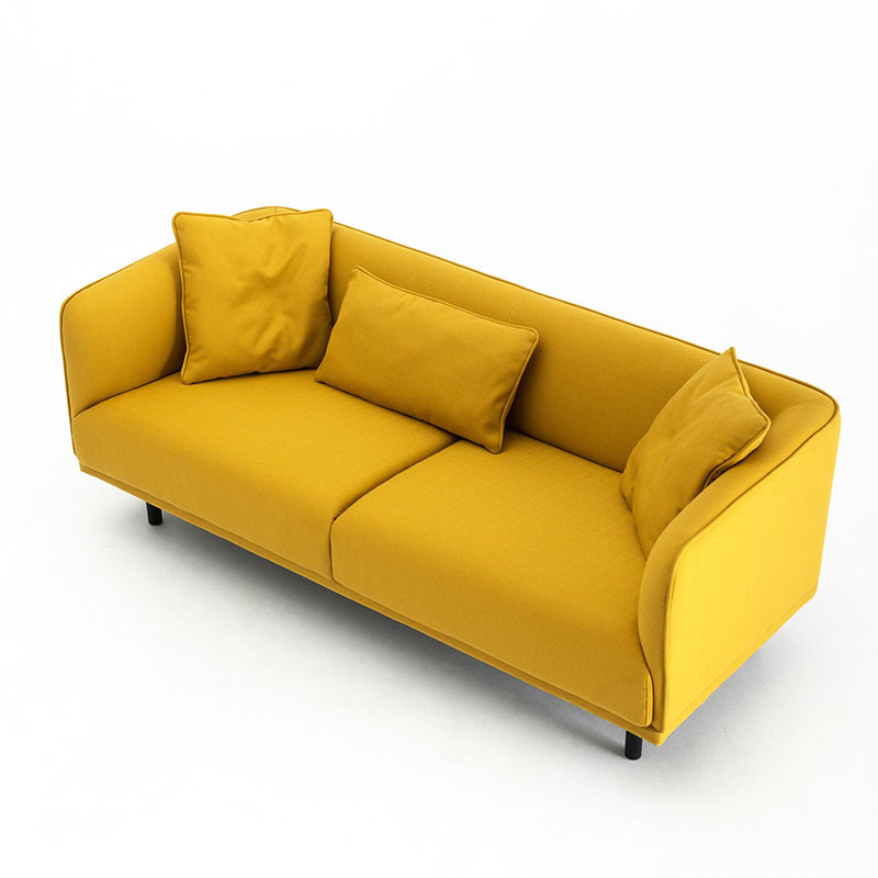 Modern 3 Seater Living Room Sofa Yellow PU Leather Office Sofa Set