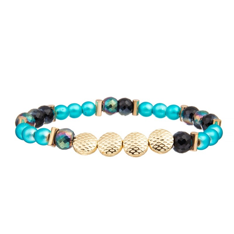 Gold Chain Link Blue Turquoise Magnetic Buckle Bracelet For Woman Fashion