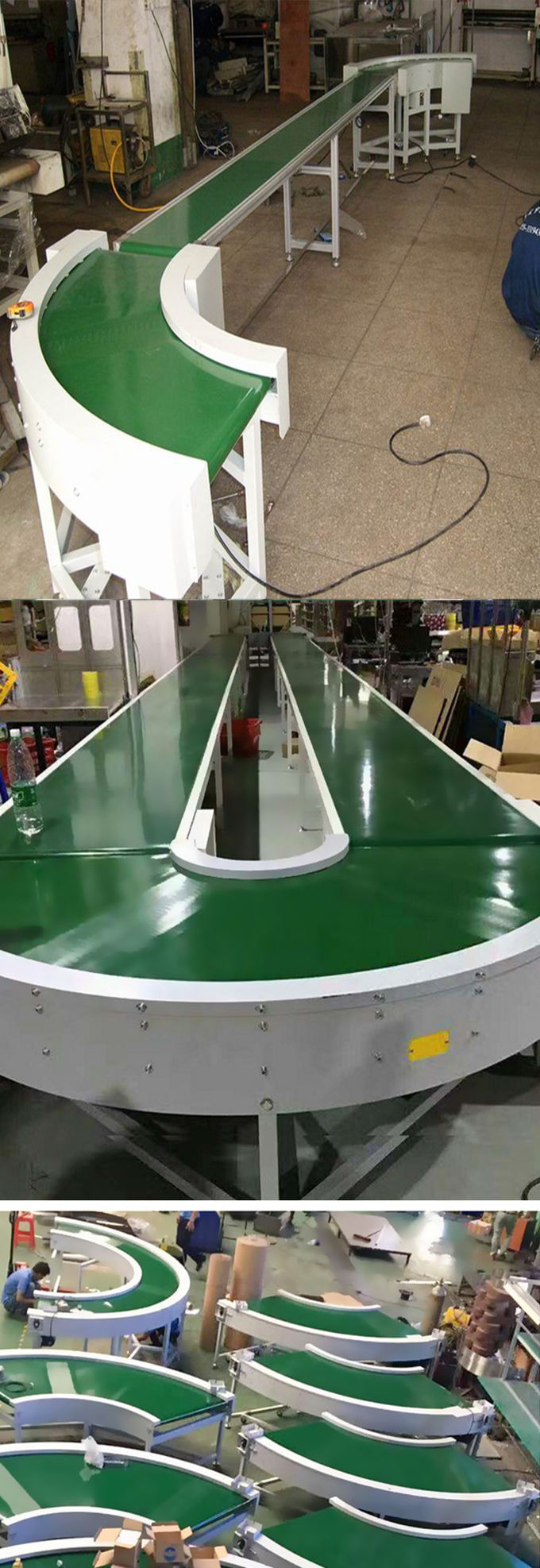 PVC Curve 90 Degree Belt Conveyor , Slat Powered Belt Conveyor For Food Industry