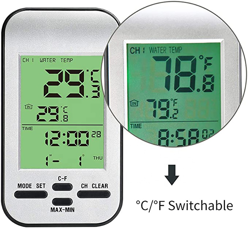 7-15v Supply Voltage Wireless Digital Water Thermometer For Swimming Pool Temperature