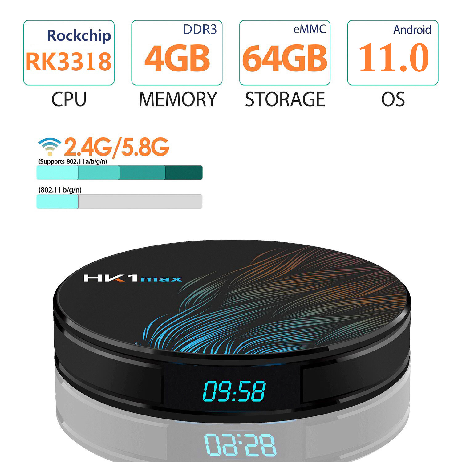 4k HD IPTV Android TV Box HK1MAX Set Top Box RK3318 4GB RAM 32GB
