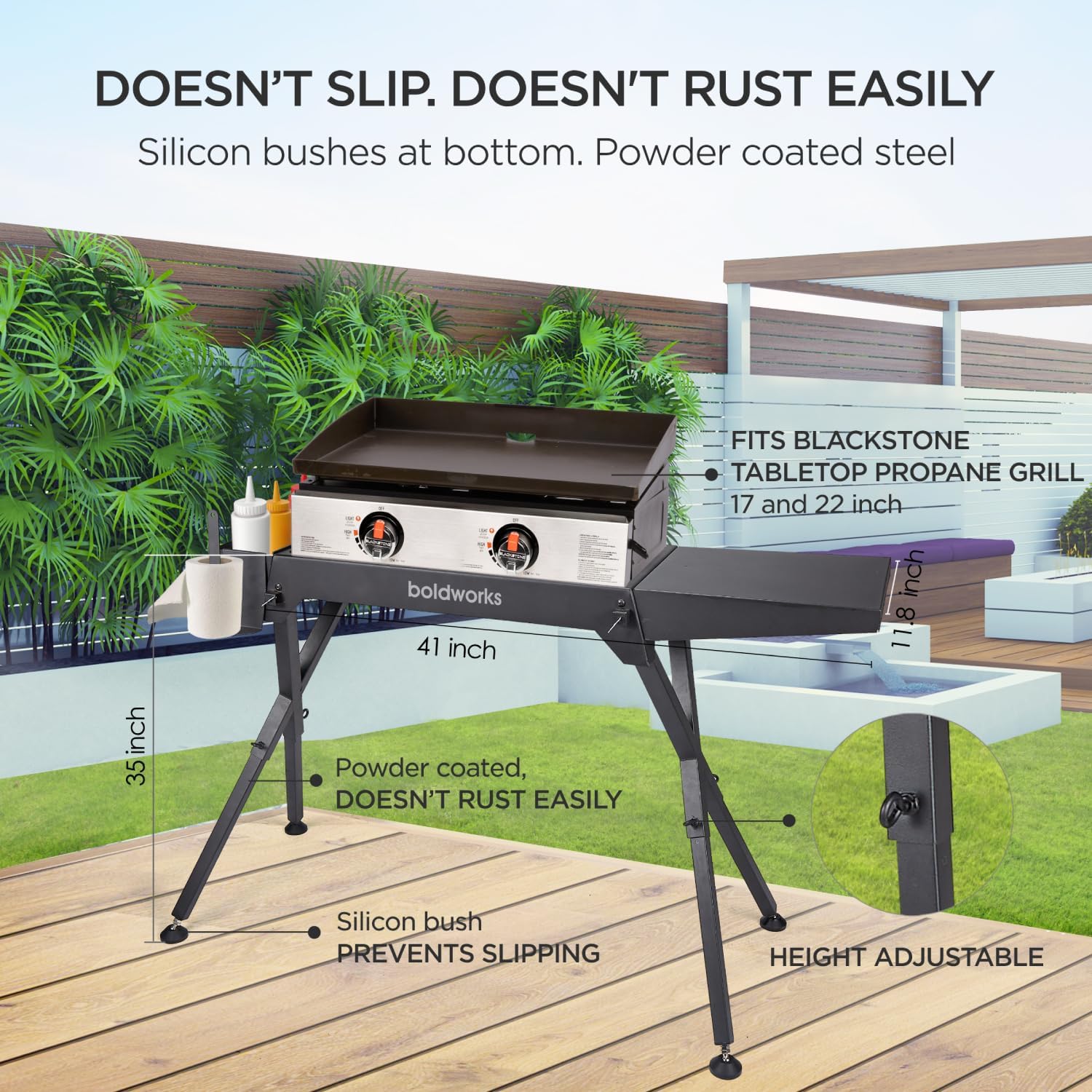 Griddle Stand Frame 22 inchTabletop Portable Grill Stand Griddle Table for Outdoor Cooking Grill Camping