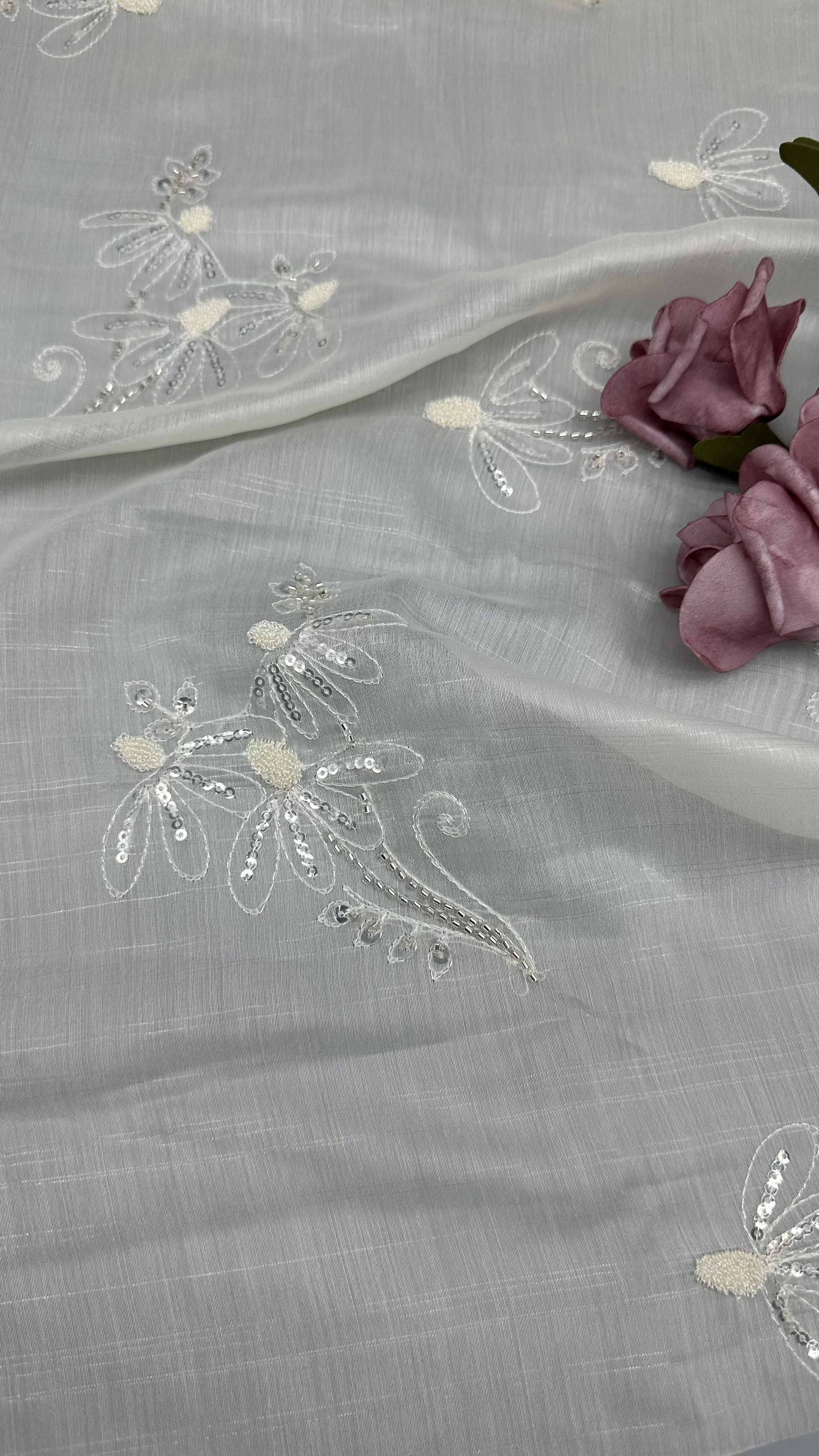 Leafy Tulle Mesh Fabric Lightweight Breathe and Elegt Sequin Embroidered Lace Fabric