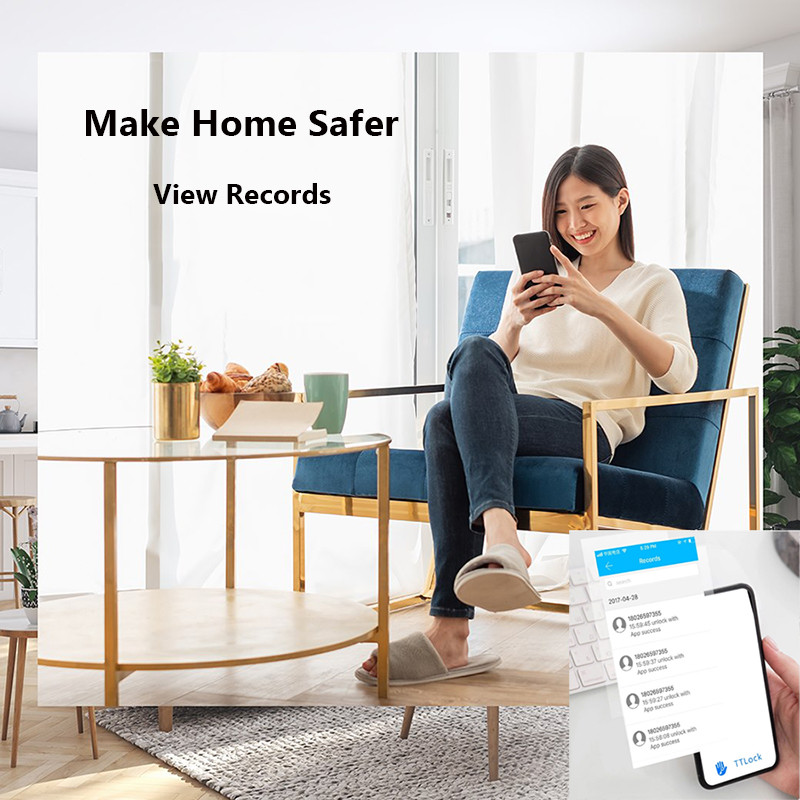 5 in 1 Digital Biometric Smart Door Lock With 4 Pcs AA Battery