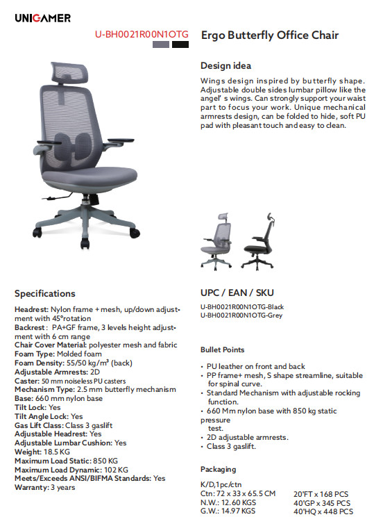 Polyester Mesh Grey High Back Office Chair Class 4 Gas Lift Ergo Mesh Manager Chair
