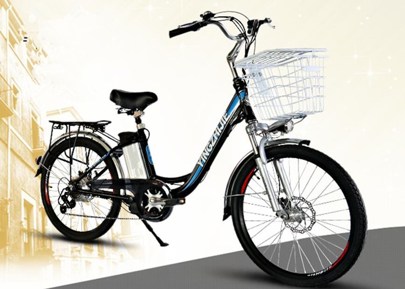 Display Battery Indicator 24 Inch Female Electric Bicycle 250W 7 Speed Gears