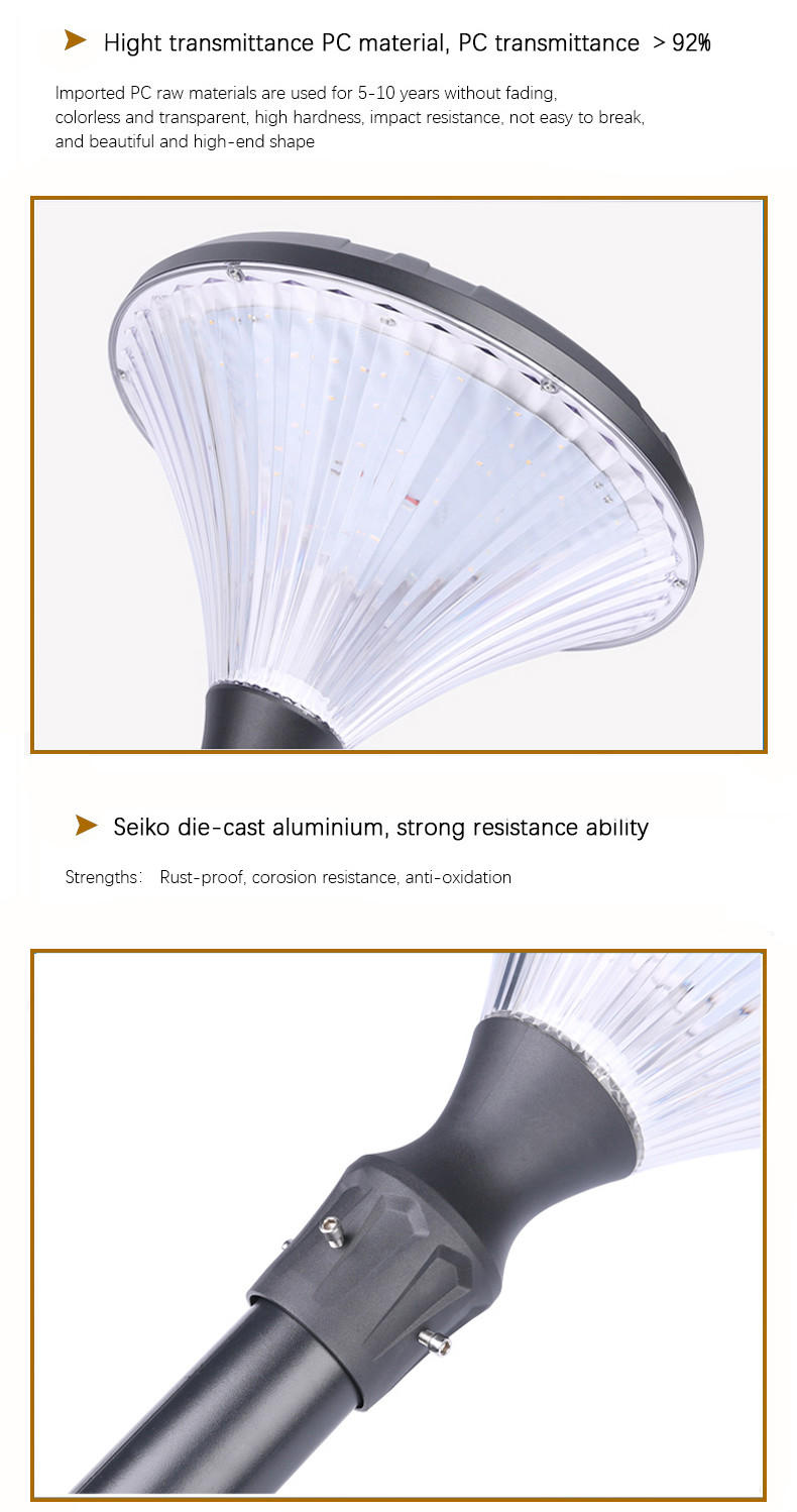 Irradiation Area Pathway Solar Garden Light High Brightness Decorative Commercial