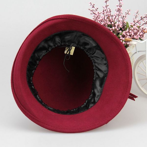 0352 wool felt burgundy ladies hats for women,Shopping online hats and caps