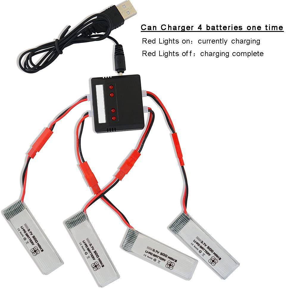 U818A U817 Lithium Polymer Battery 3.7v 500mah Lipo Battery With X4 Charger