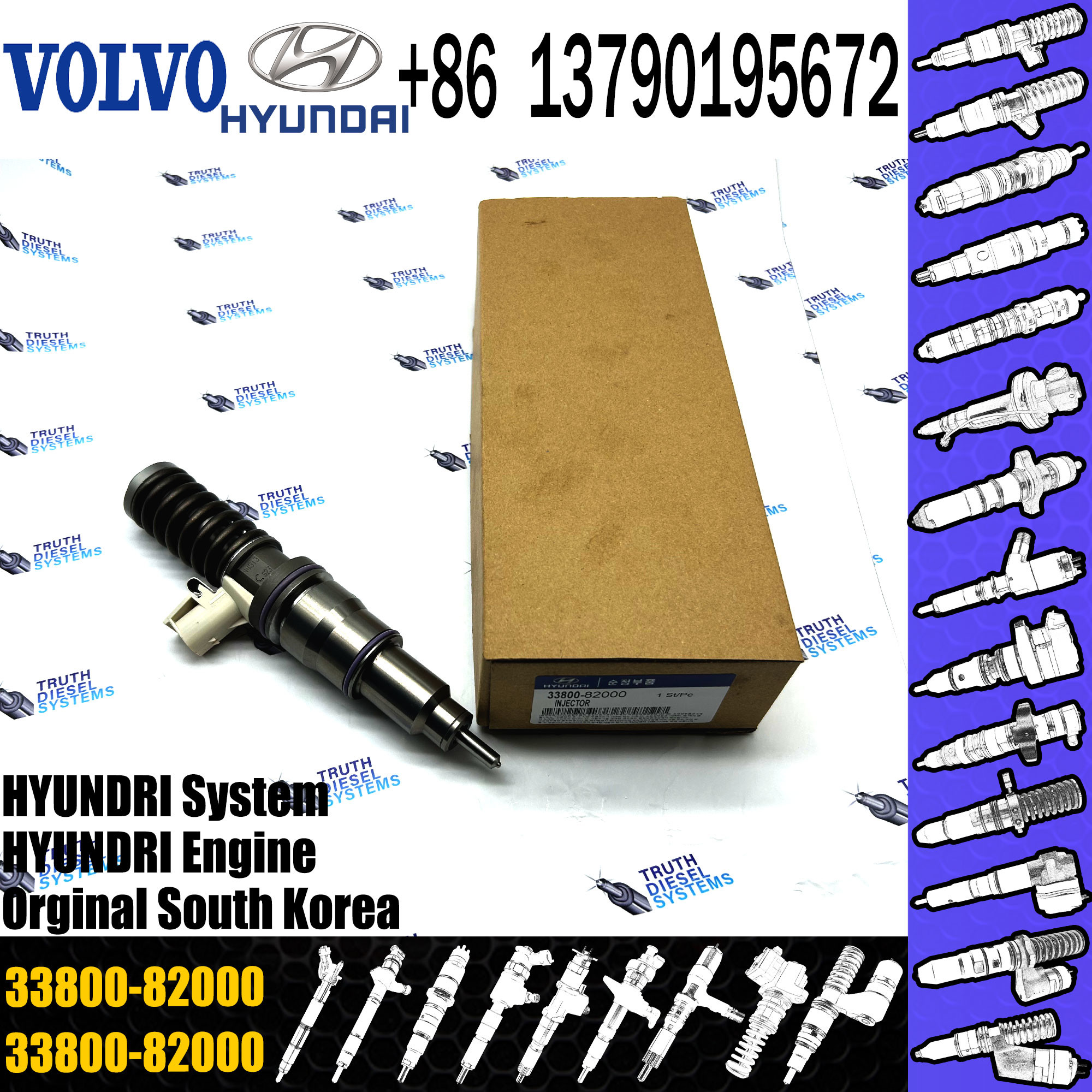 BEBE4D19001 Electronic Unit Injectors diesel fuel common rail injector 33800-82000 for VOL