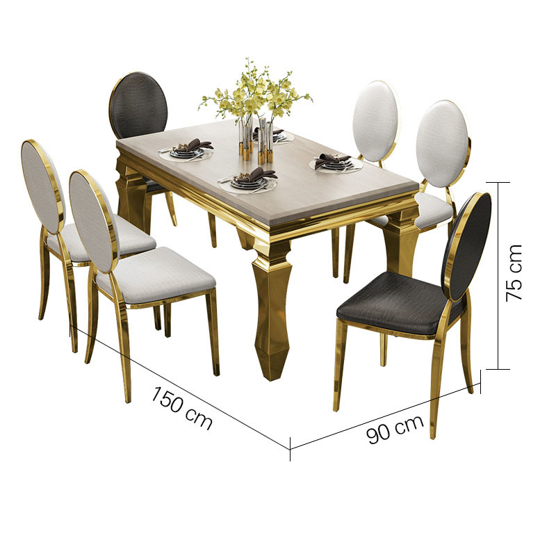 Garden Home Luxury Dining Table And Chairs 240cm 120cm 140cm 6 Seater Marble