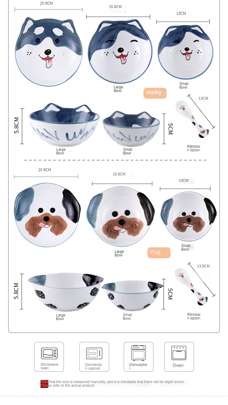 Cute Dog Design Ceramic Oven Bowl With 9 Inch 10 Inch 12 Inch Size