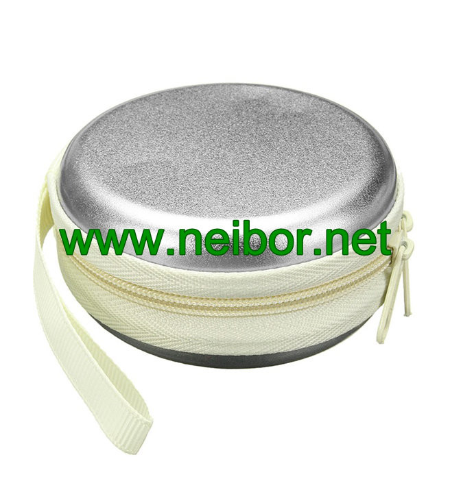 Mini Size Round Zipper Tin Box Cute Coin Purse Tin Key Holder Round Earphone Holder