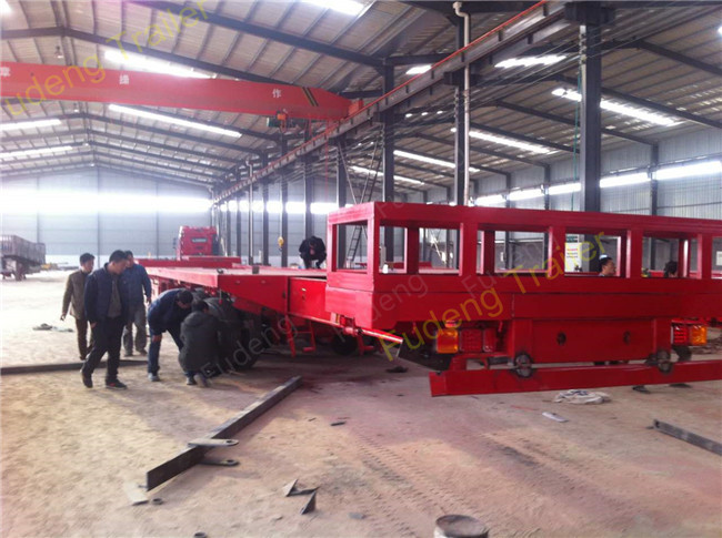 60 Ton Load Extendable Lowboy Semi Trailer , Wind Blade Transport Low Loader Trailer