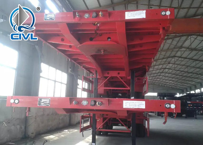 3 Axle Flatbed Semi Trailer With 28T Single Speed Leg And Guangdong Fuwa Brand Axles Demission Is 12400X2450X1280mm