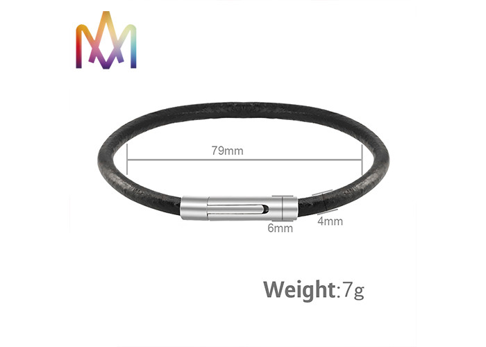 Snap Fastener Black Woven Mens Leather Bracelets Engraved