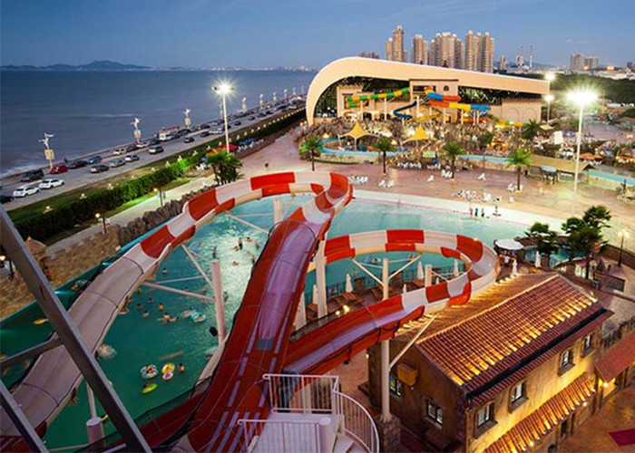Colorful Super Bowl Water Slide Playground / Fiberglass Water Slide Water Park Project