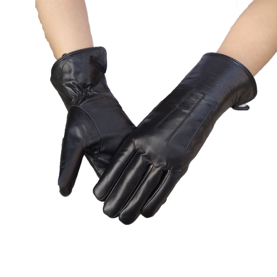 Classic Genuine leather Hair Sheepskin Men Lamb Fur Lined Women Winter Gloves