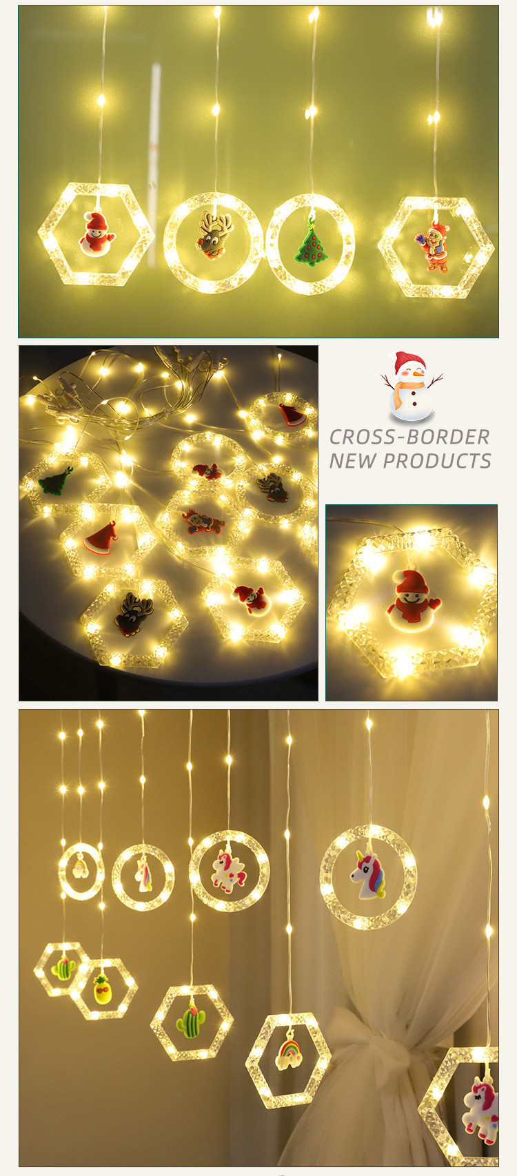 Hanging LED Christmas Decoration Suction Lights Window Decorative