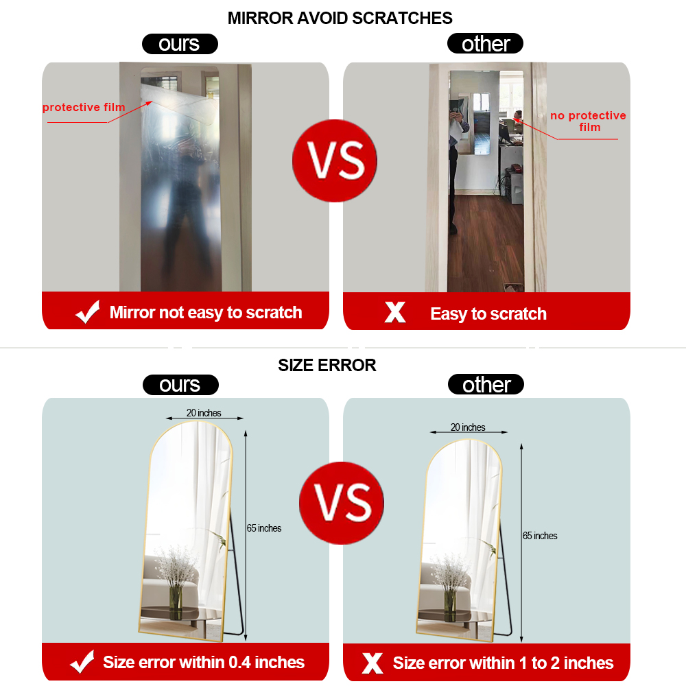 Best Modern Stylish Aluninium Alloy Frame Standing Floor Mirror for Bedroom Decoration