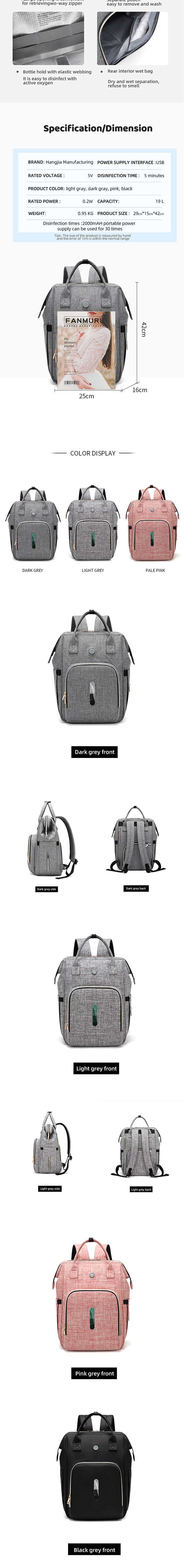 Geometric Polyester Fashion Mummy Maternity Nappy Bag 25*16*42cm