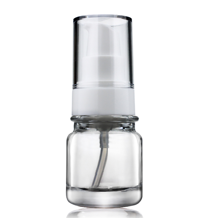 Cosmetic Packaging 30ml Round Clear Serum Lotion Foundation Glass Bottle With Pump