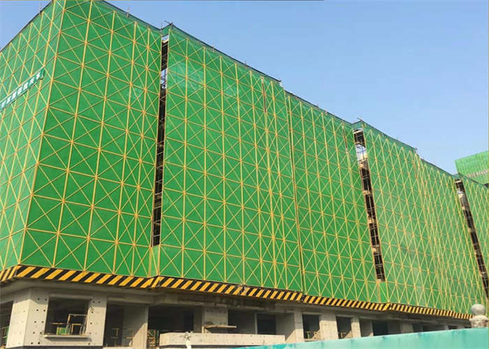 Yellow Frame Green Panel Perimeter Safety Screens 6/8mm Mesh For Scaffolding System
