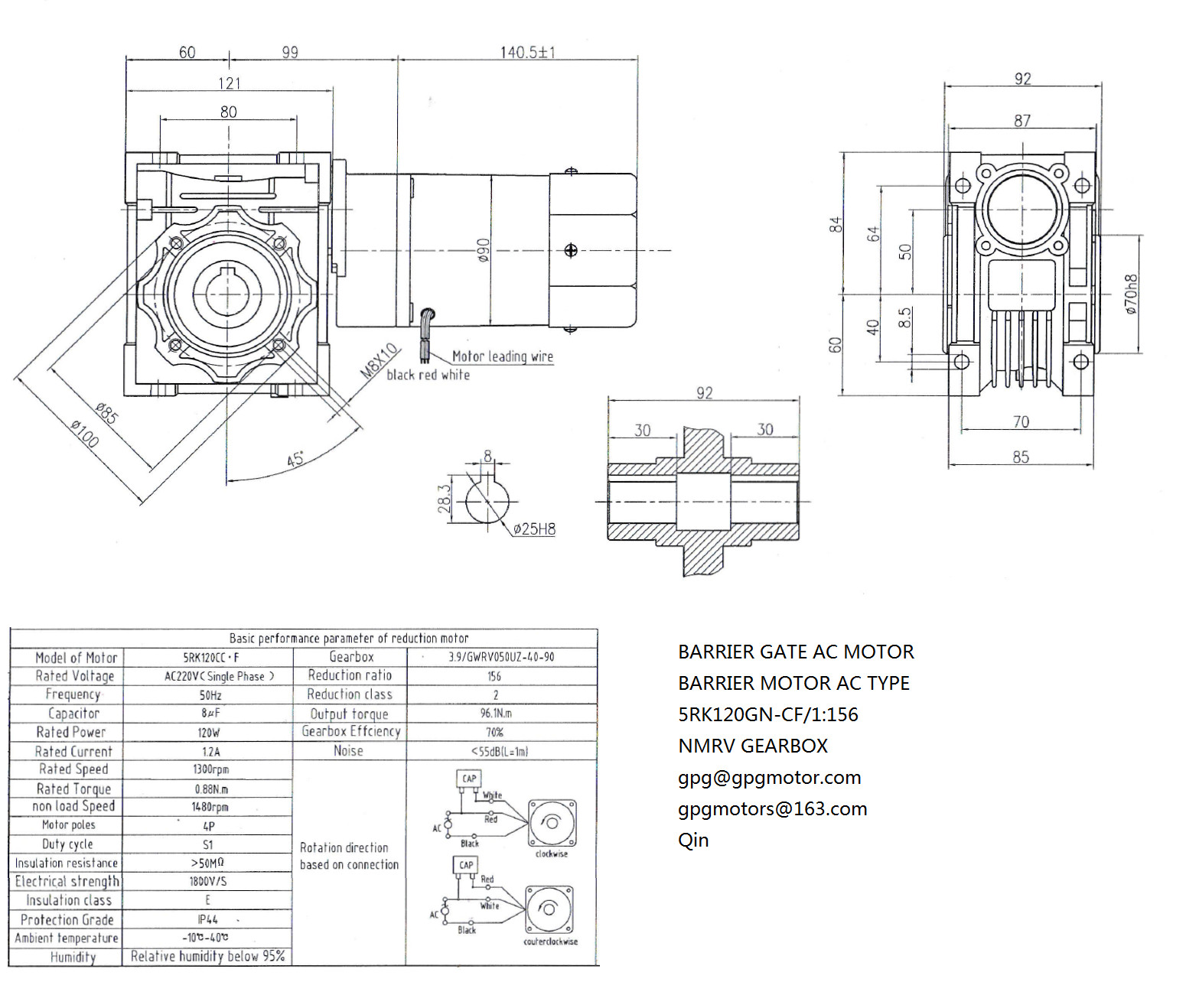 5rk140w Nmrv Worm Gearbox 1:3.9 1:40 5rpm Barrier Gate Ac Type