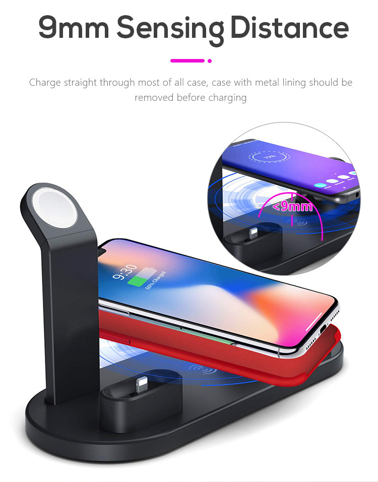 Distance 9mm 3 In 1 QI Wireless Charger For Phone IWatch AirPods