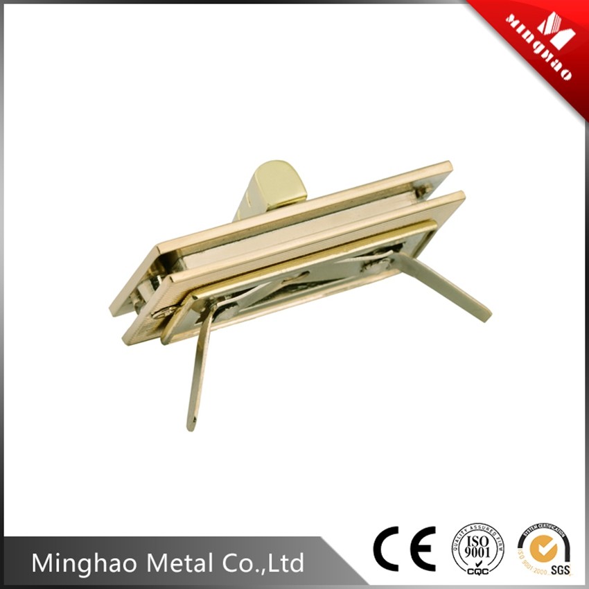 Promotion gold handbag square turn lock for bag fittings,43.8*24.18mm,light gold