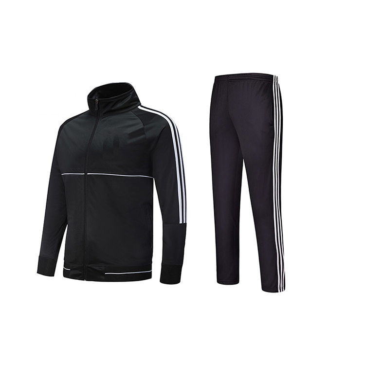 2021 new autumn and winter long sleeve football suit men's men's flat zipper cotton loose sportswear striped sportsuit
