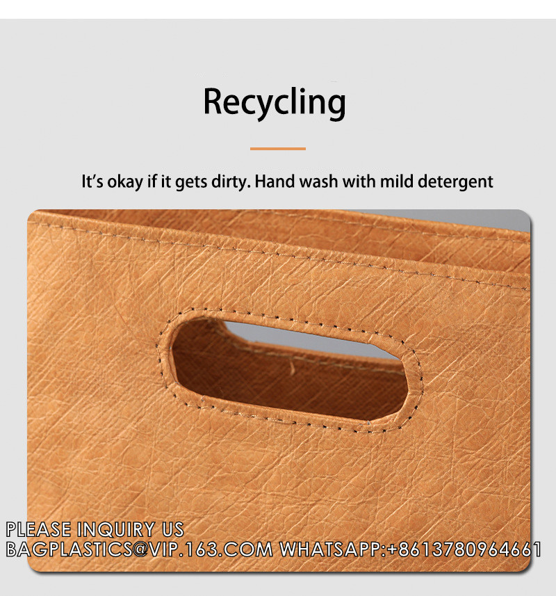 Tyvek DuPont Paper Vintage Kraft Paper Outgoing Shopping Handbag Printed LOGO Waterproof One Shoulder Bag