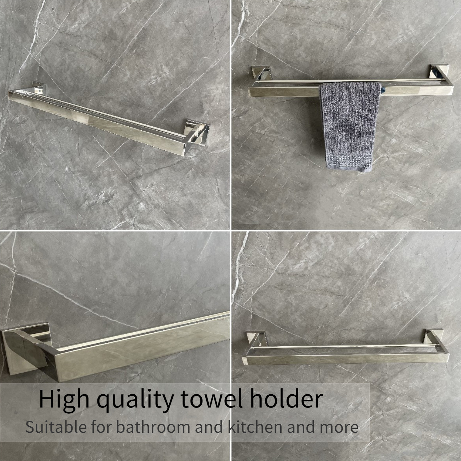 OEM Chrome 24 Inch Towel Bar Square SUS304 Heavy Double Bar Towel Rack
